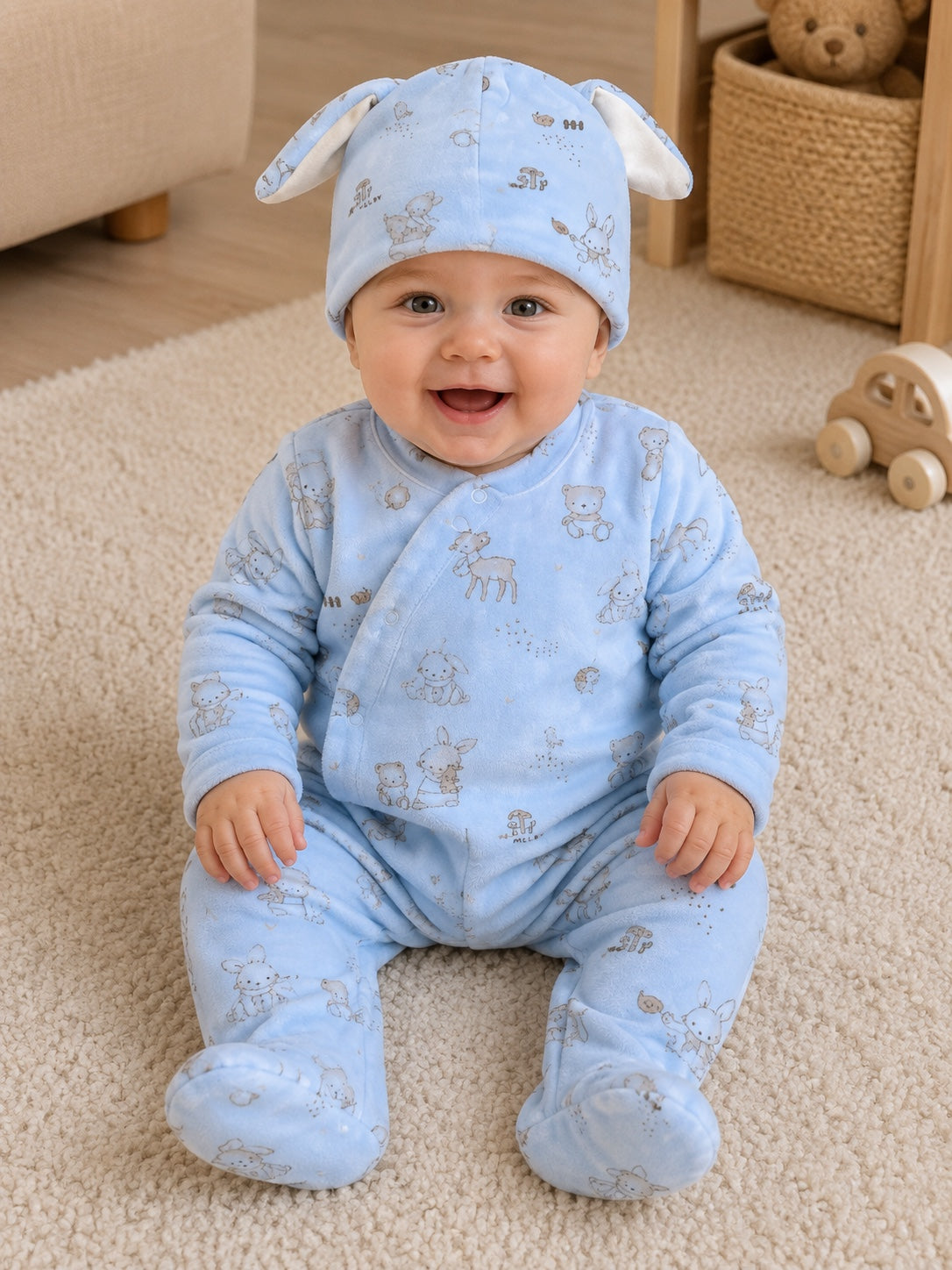 TUTINA C/PIEDE E BERRETTO CINIGLIA SOFT NEONATO