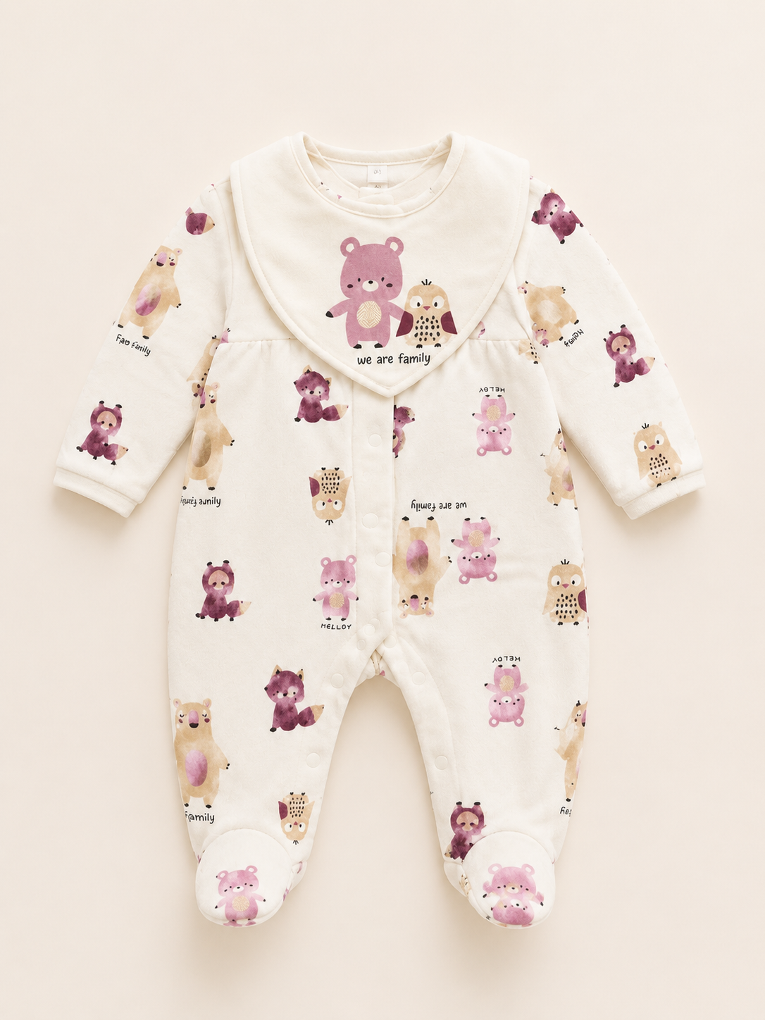 TUTINA C/PIEDE  E BAVAGLIO FELPA STRETCH INV.E INTERLOCK NEONATA
