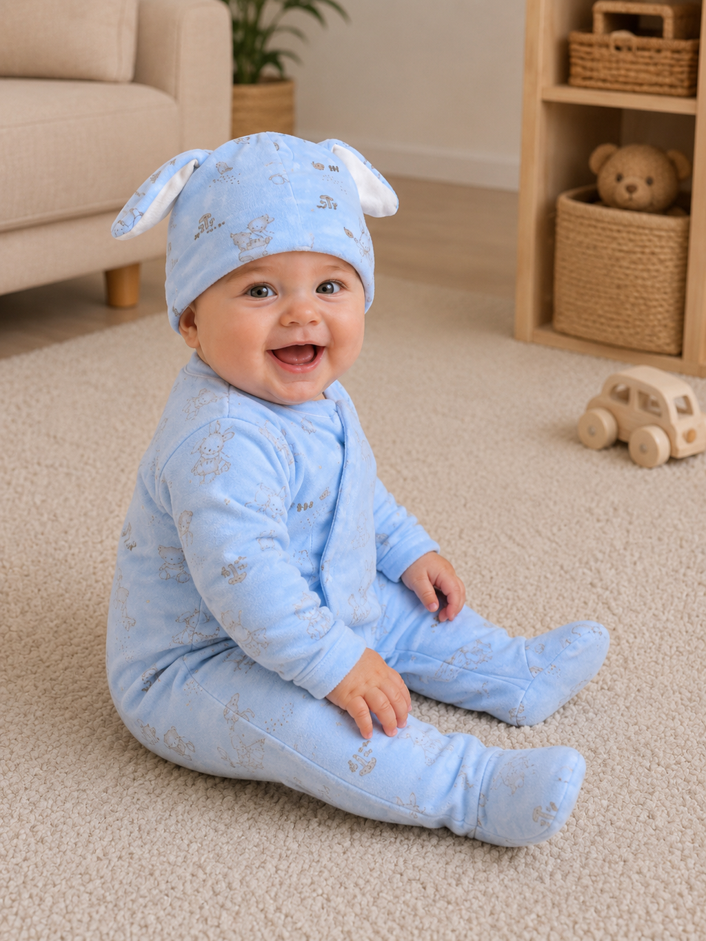 TUTINA C/PIEDE E BERRETTO CINIGLIA SOFT NEONATO