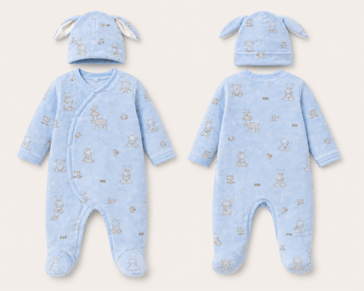 TUTINA C/PIEDE E BERRETTO CINIGLIA SOFT NEONATO