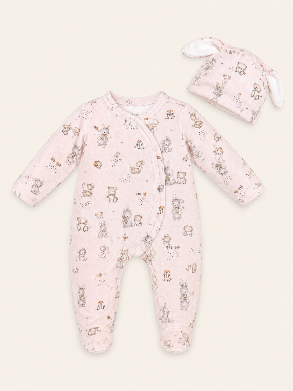 TUTINA C/PIEDE E BERRETTO CINIGLIA SOFT NEONATA