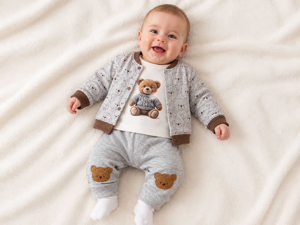 COMPLETO 3PZ TESSUTO TUBICO E INTERLOCK NEONATO