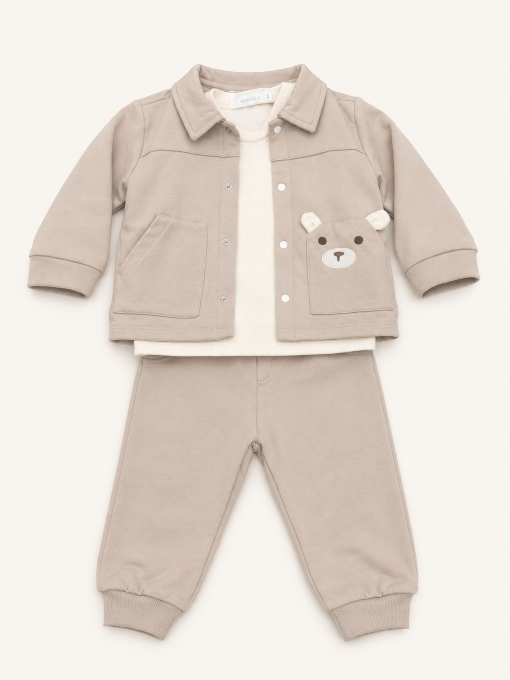COMPLETO 3PZ FELPA STRETCH E INTERLOCK STRETCH NEONATO