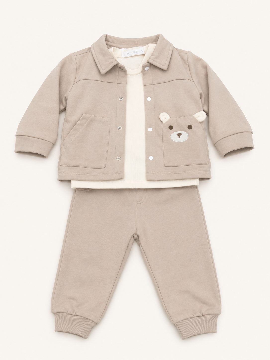 COMPLETO 3PZ FELPA STRETCH E INTERLOCK STRETCH NEONATO
