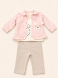 COMPLETO 3PZ FELPA STRETCH E INTERLOCK STRETCH NEONATA