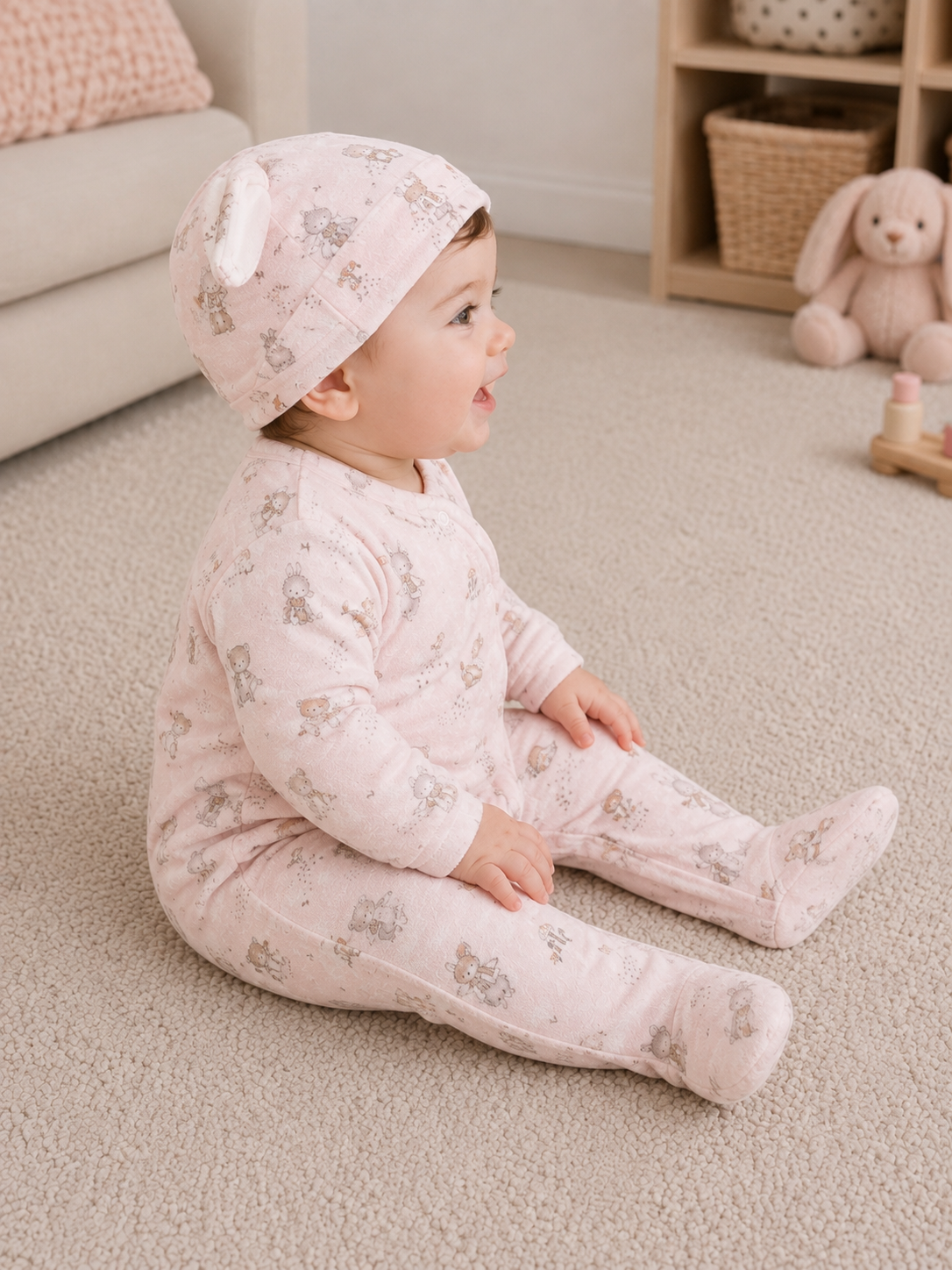 TUTINA C/PIEDE E BERRETTO CINIGLIA SOFT NEONATA