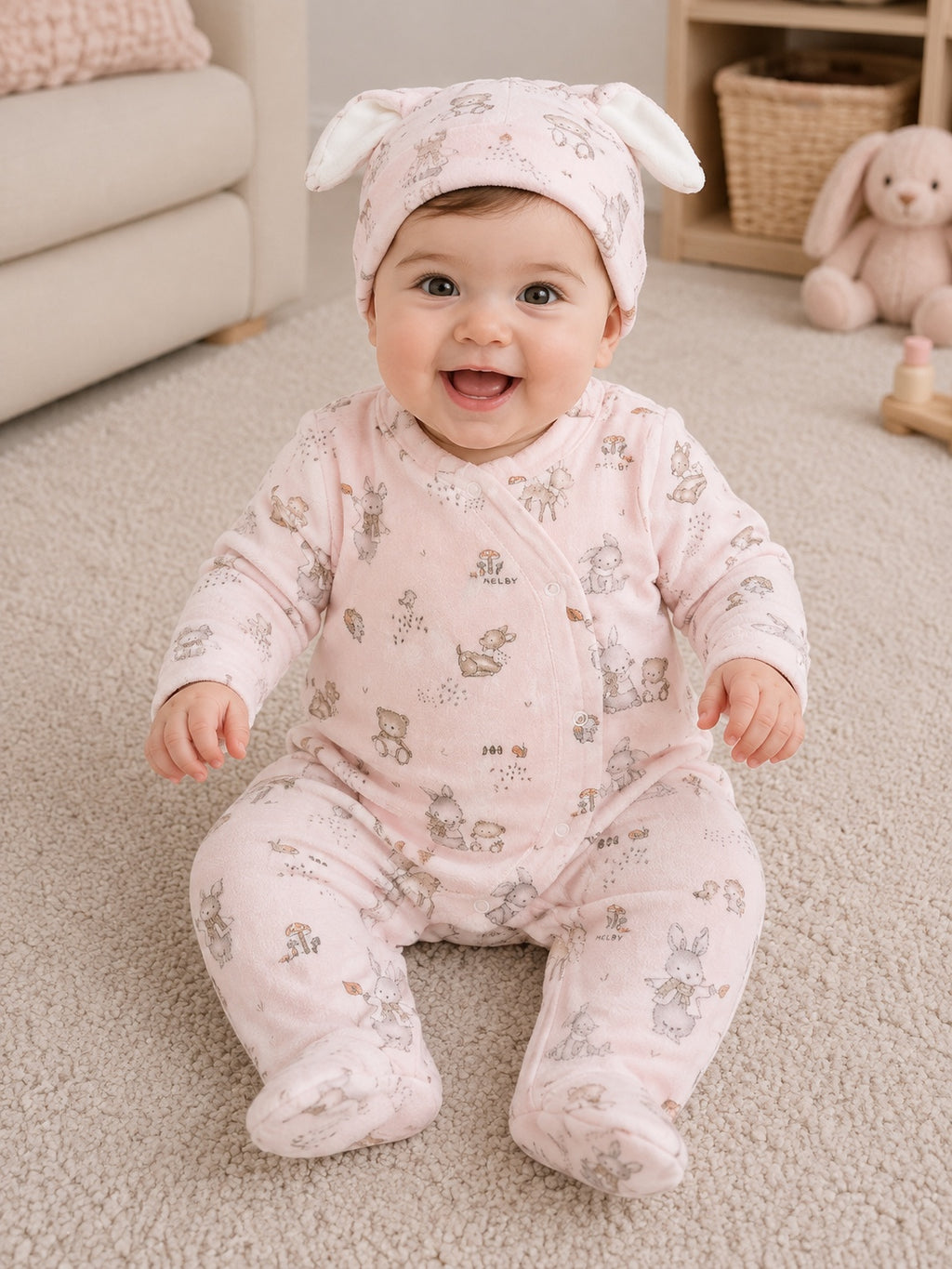 TUTINA C/PIEDE E BERRETTO CINIGLIA SOFT NEONATA